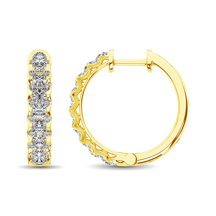 10K Yellow Gold Diamond 1 Ct.Tw. Hoop Earrings