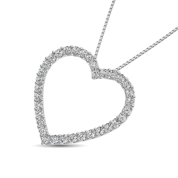 10K White Gold Diamond 1/2 Ct.Tw. Heart Pendant