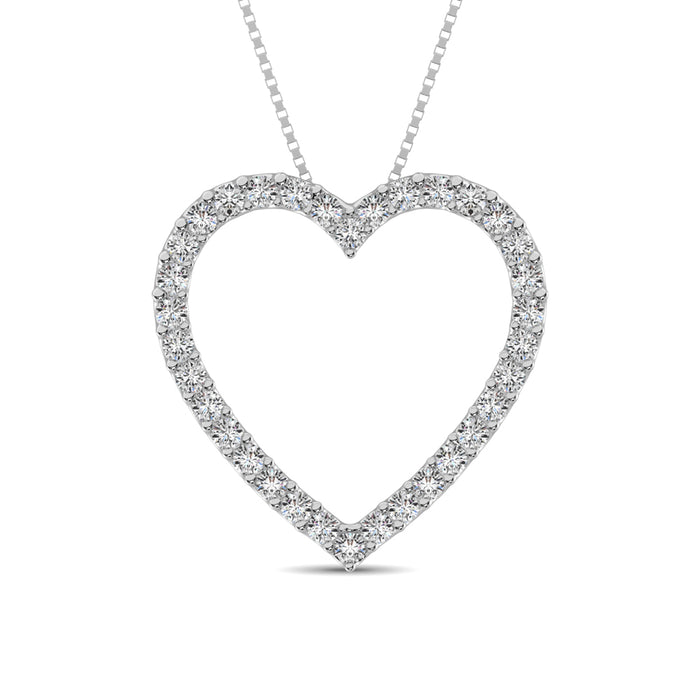 10K White Gold Diamond 1/2 Ct.Tw. Heart Pendant