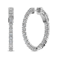 Thumbnail for 14K White Gold Diamond 1/2 Ct.Tw. In and Out Hoop Earrings