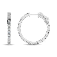 Thumbnail for 10K White Gold Diamond 1/2 Ct.Tw. In and Out Hoop Earrings
