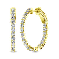 Thumbnail for 14K Yellow Gold Diamond 1 1/2 Ct.Tw. In and Out Hoop Earrings