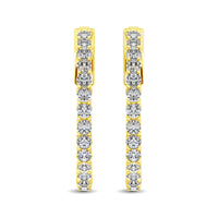Thumbnail for 14K Yellow Gold Diamond 1 1/2 Ct.Tw. In and Out Hoop Earrings