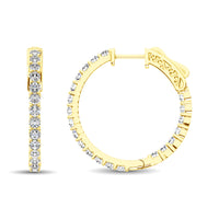 Thumbnail for 14K Yellow Gold Diamond 1 1/2 Ct.Tw. In and Out Hoop Earrings