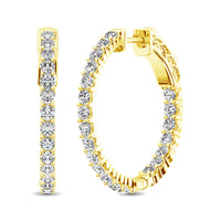 Thumbnail for 14K Yellow Gold Diamond 2 Ct.Tw. In and Out Hoop Earrings