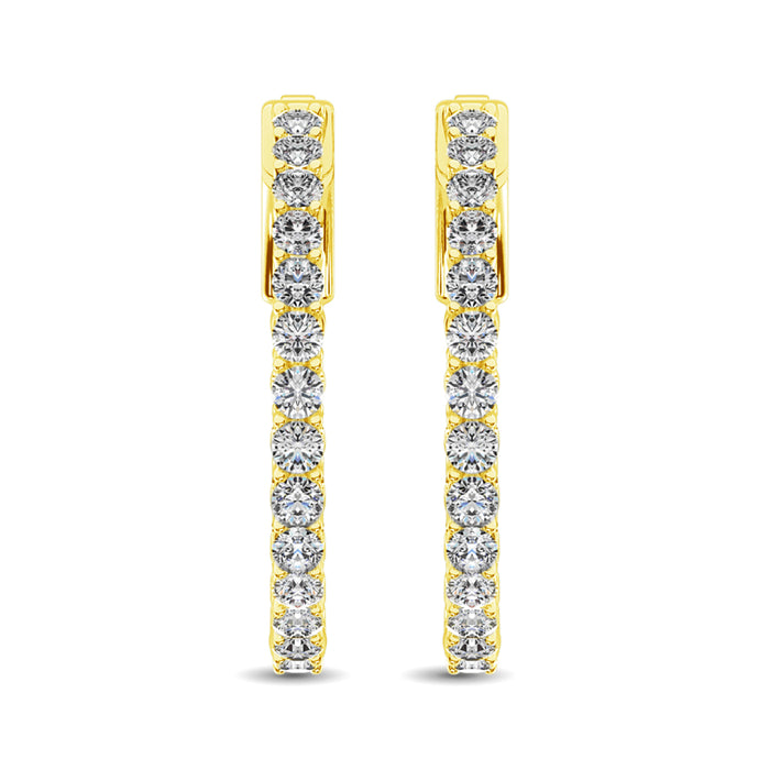 10K Yellow Gold Diamond 2 Ct.Tw. In and Out Hoop Earrings