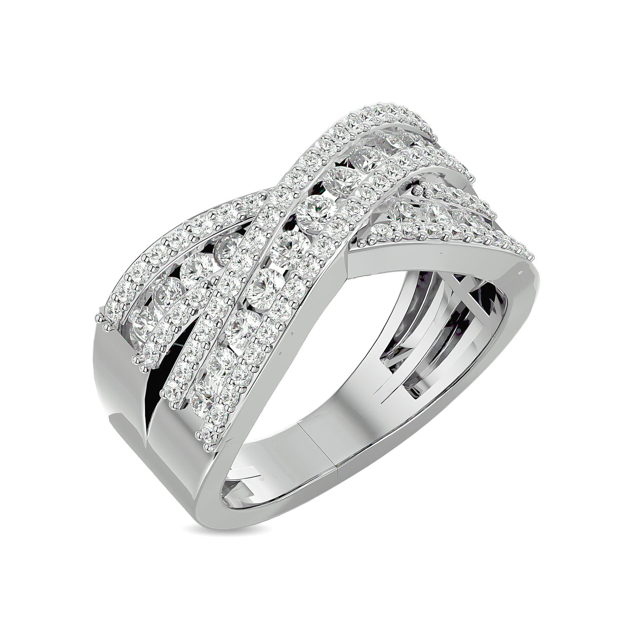 Diamond 1 ct tw Crossover Fashion Ring in 14K White Gold