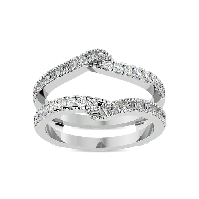 Diamond 1/2 ct tw Round and Tapper Guard Ring  in 14K White Gold