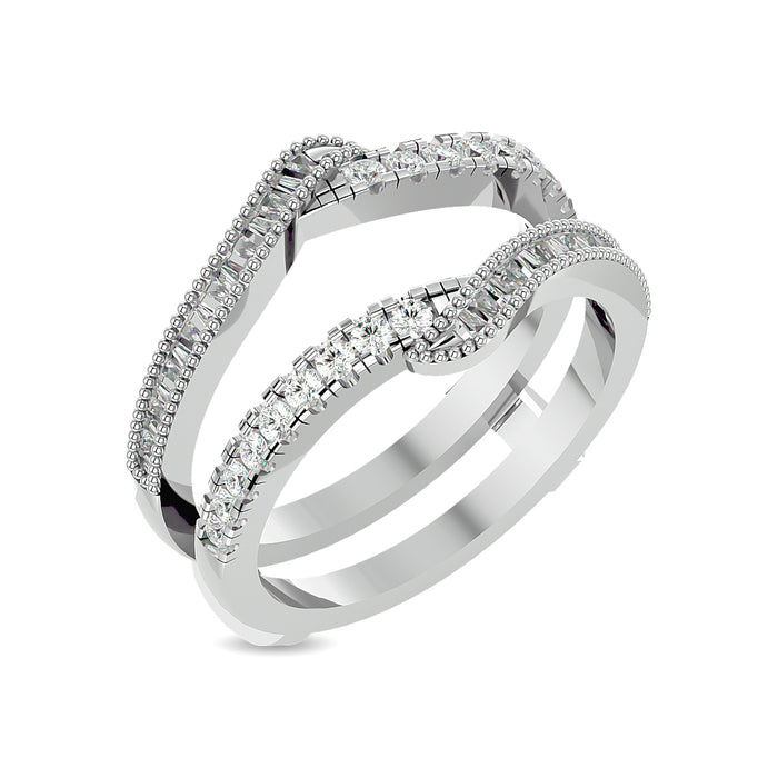 Diamond 1/2 ct tw Round and Tapper Guard Ring  in 14K White Gold