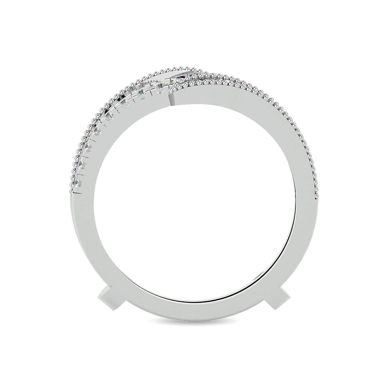 Diamond 1/2 ct tw Round and Tapper Guard Ring  in 14K White Gold