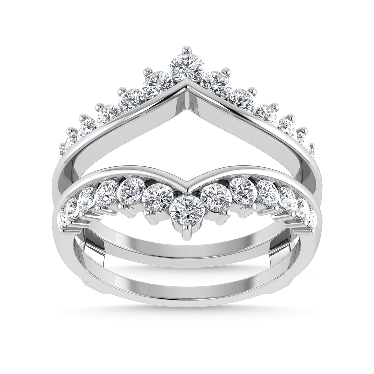 Diamond 1 ct tw Round Cut Guard Ring  in 14K White Gold