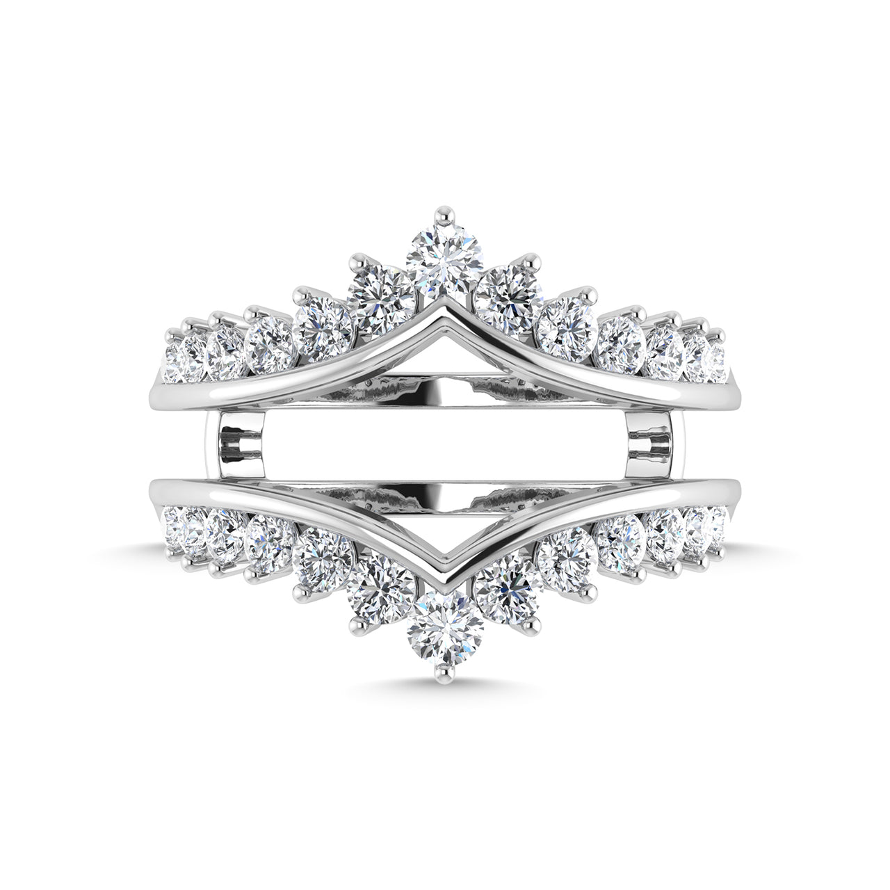 Diamond 1 ct tw Round Cut Guard Ring  in 14K White Gold