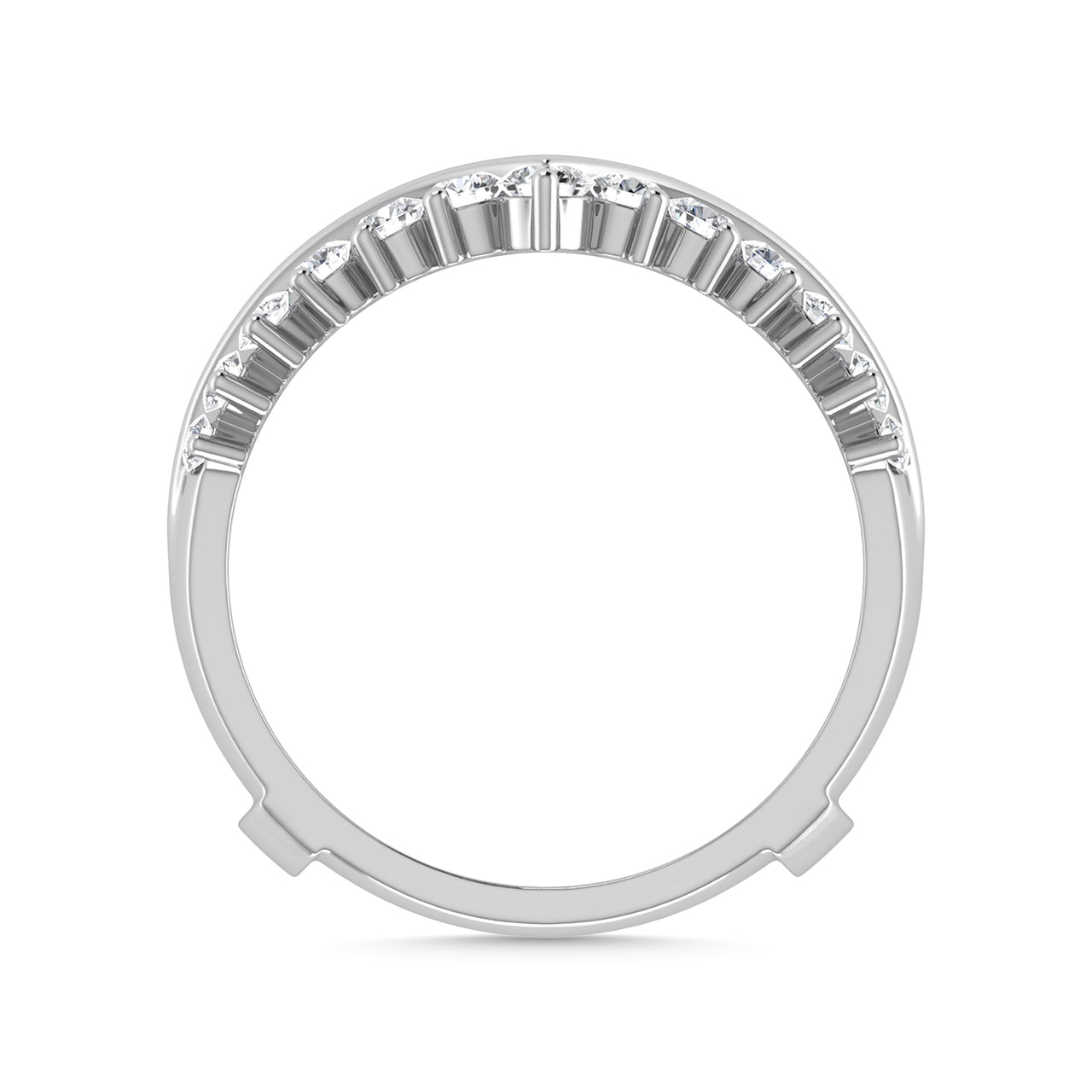 Diamond 1 ct tw Round Cut Guard Ring  in 14K White Gold