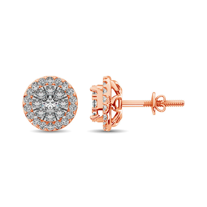 Diamond Stud earrings 3/4 ct tw in 14K Rose Gold