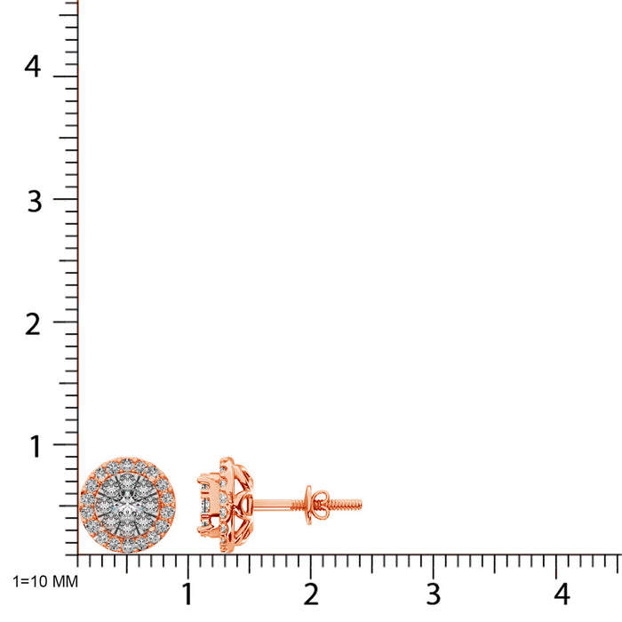 Diamond Stud earrings 3/4 ct tw in 14K Rose Gold