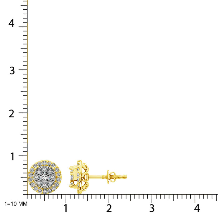 Diamond Stud earrings 3/4 ct tw in 14K Yellow Gold