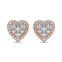 Thumbnail for Diamond 3/4 ct tw Heart Earrings  in 14K Rose Gold