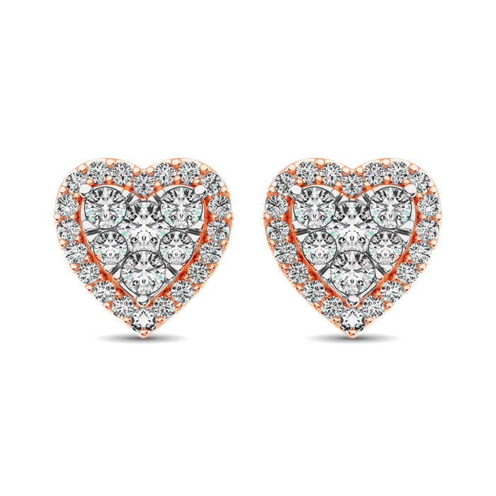 Diamond 3/4 ct tw Heart Earrings  in 14K Rose Gold