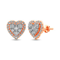 Thumbnail for Diamond 3/4 ct tw Heart Earrings  in 14K Rose Gold