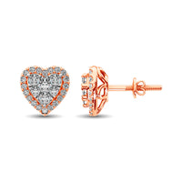 Thumbnail for Diamond 3/4 ct tw Heart Earrings  in 14K Rose Gold