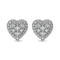 Thumbnail for Diamond 3/4 ct tw Heart Earrings  in 14K White Gold