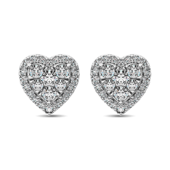 Diamond 3/4 ct tw Heart Earrings  in 14K White Gold