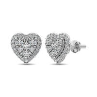 Thumbnail for Diamond 3/4 ct tw Heart Earrings  in 14K White Gold