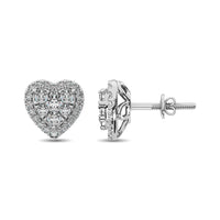 Thumbnail for Diamond 3/4 ct tw Heart Earrings  in 14K White Gold