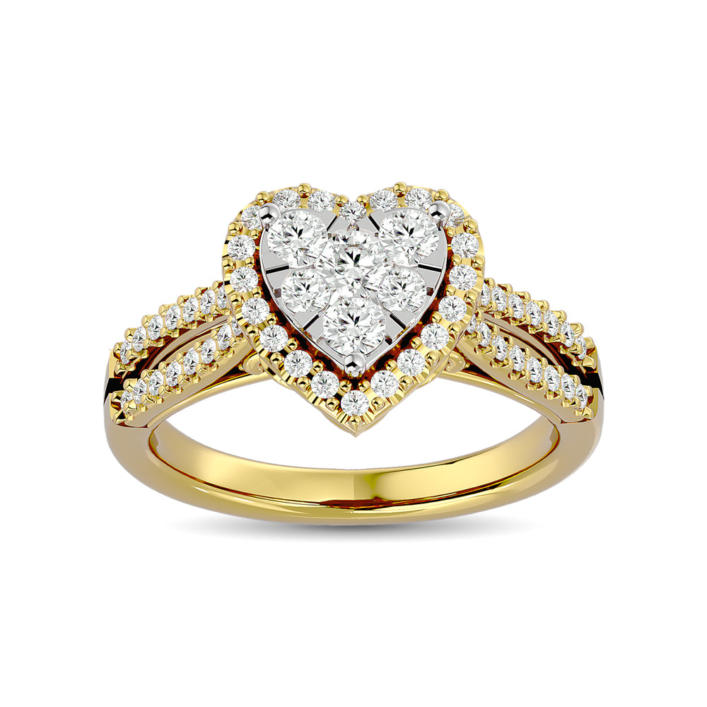 Diamond  3/4 ct tw Round Cut  Heart Shape Engagement Ringin 14K White Gold