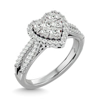 Thumbnail for Diamond  3/4 ct tw Round Cut  Heart Shape Engagement Ringin 14K White Gold