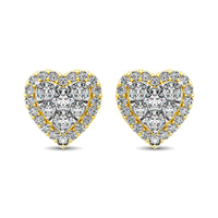 Thumbnail for Diamond 3/4 ct tw Heart Earrings  in 14K Yellow Gold