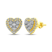 Thumbnail for Diamond 3/4 ct tw Heart Earrings  in 14K Yellow Gold
