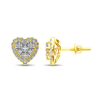 Thumbnail for Diamond 3/4 ct tw Heart Earrings  in 14K Yellow Gold