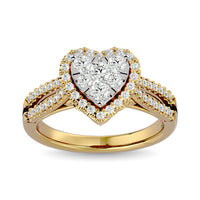 Thumbnail for Diamond  3/4 ct tw Round Cut  Heart Shape Engagement Ringin 14K Yellow Gold
