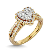 Thumbnail for Diamond  3/4 ct tw Round Cut  Heart Shape Engagement Ringin 14K Yellow Gold