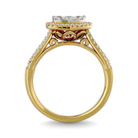 Thumbnail for Diamond  3/4 ct tw Round Cut  Heart Shape Engagement Ringin 14K Yellow Gold