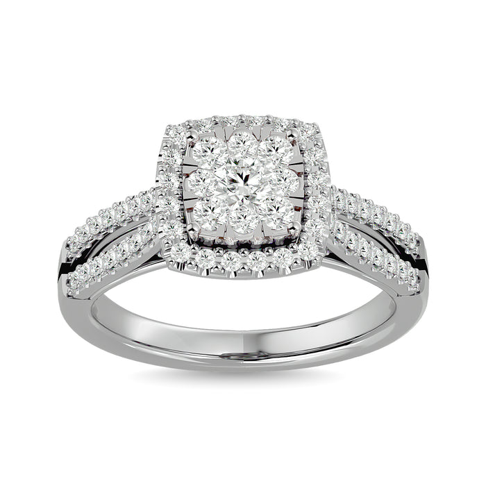 Diamond 3/4 ct tw Halo Engagement Ring in 14K White Gold