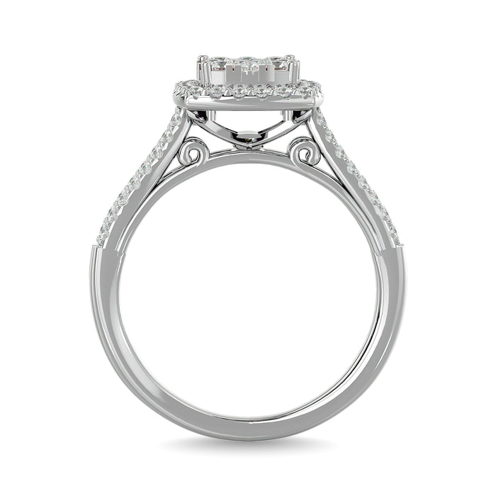 Diamond 3/4 ct tw Halo Engagement Ring in 14K White Gold