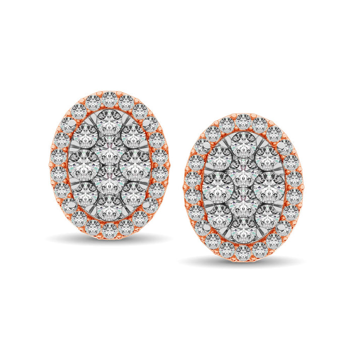 Diamond 3/4 ct tw Oval Shape Earrings  in 14K Rose Gold
