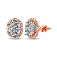 Thumbnail for Diamond 3/4 ct tw Oval Shape Earrings  in 14K Rose Gold