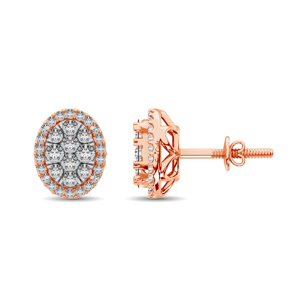 Diamond 3/4 ct tw Oval Shape Earrings  in 14K Rose Gold