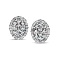 Thumbnail for Diamond 3/4 ct tw Oval Shape Earrings  in 14K White Gold