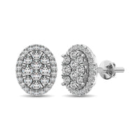 Thumbnail for Diamond 3/4 ct tw Oval Shape Earrings  in 14K White Gold