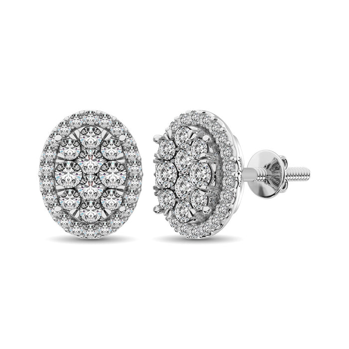 Diamond 3/4 ct tw Oval Shape Earrings  in 14K White Gold