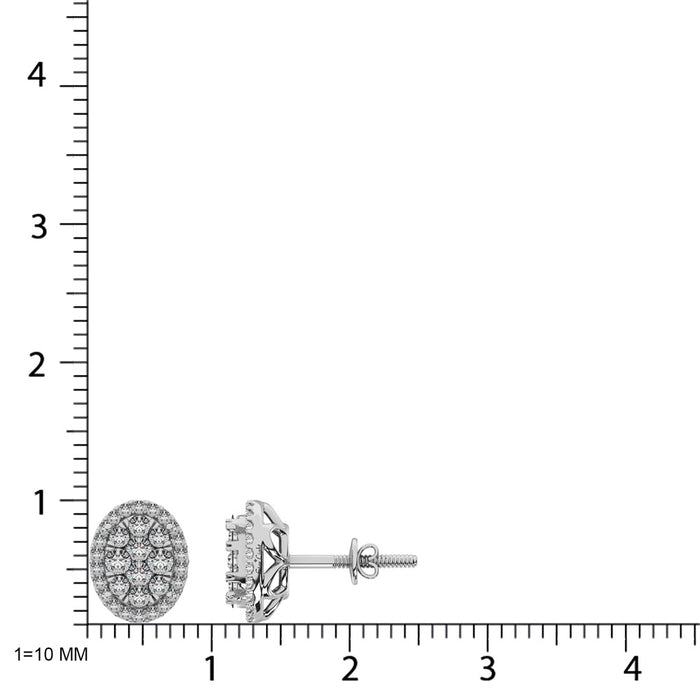 Diamond 3/4 ct tw Oval Shape Earrings  in 14K White Gold