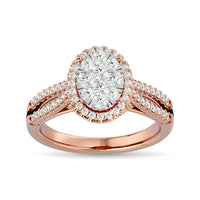 Thumbnail for Diamond  3/4 ct tw Round Cut Oval Shape Engagement Ring in 14K White Gold