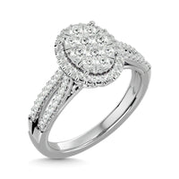 Thumbnail for Diamond  3/4 ct tw Round Cut Oval Shape Engagement Ring in 14K White Gold