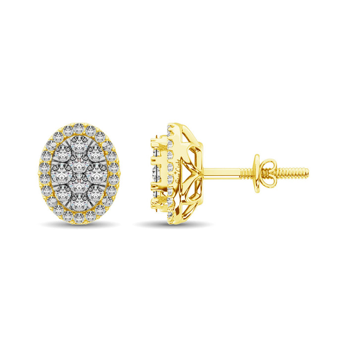 Diamond 3/4 ct tw Oval Shape Earrings  in 14K Yellow Gold