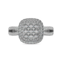 Thumbnail for Diamond  3/4 ct tw Round Cut Double Halo Engagement Ring in 14K White Gold