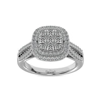 Thumbnail for Diamond  3/4 ct tw Round Cut Double Halo Engagement Ring in 14K White Gold